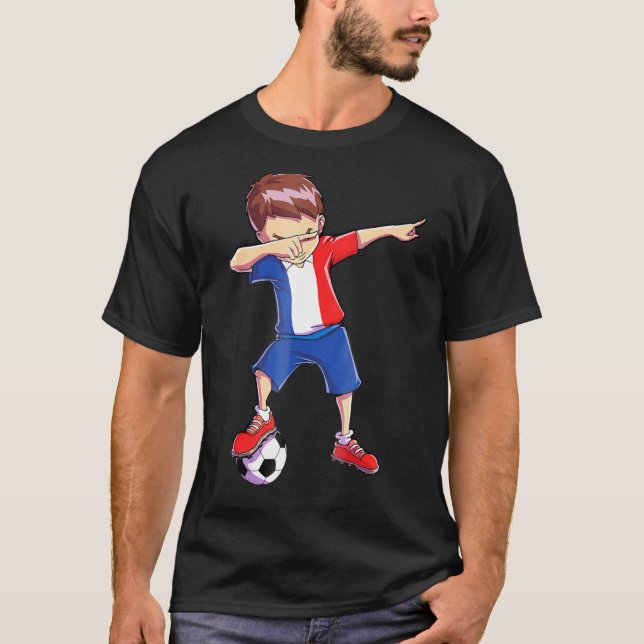 T-shirt Dabbing Soccer France Boys Hommes Football Françai (Devant)