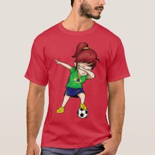 T-shirt Dabbing Soccer Girl Brazil Jersey