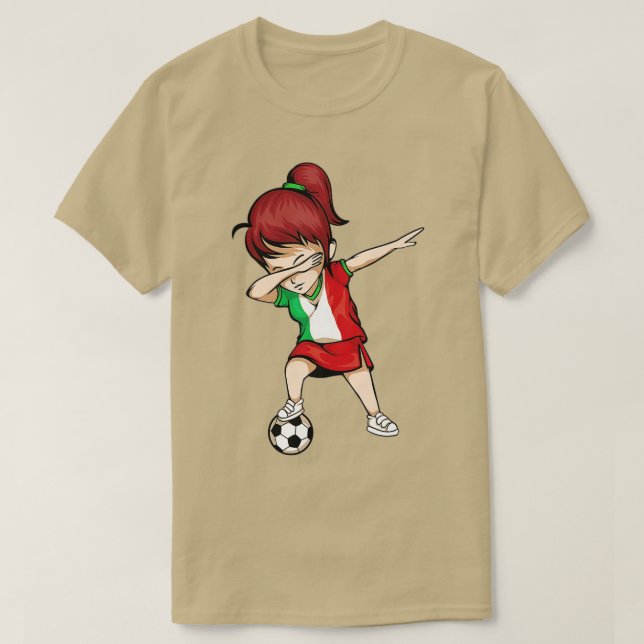 T-shirt Dabbing Soccer Girl Italie Jersey - Footba italien (Design devant)