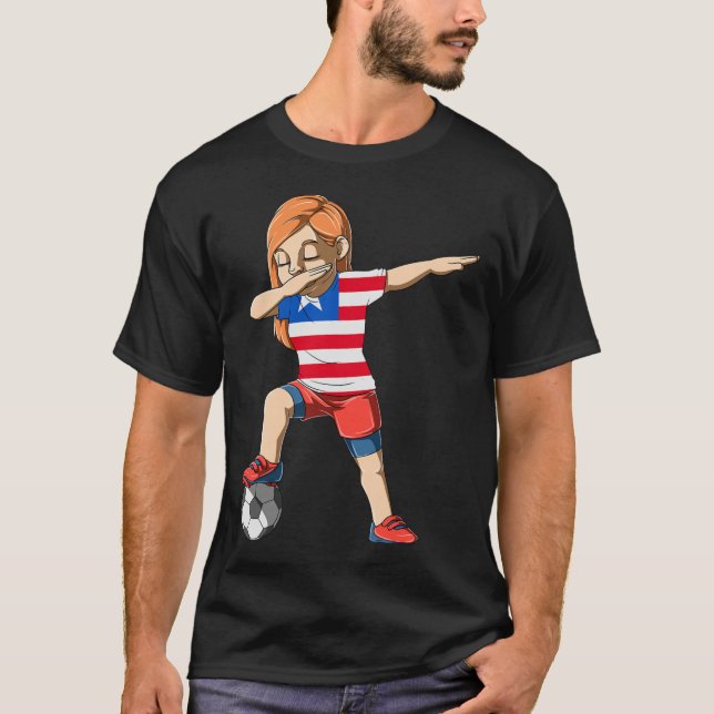 T-shirt Dabbing Soccer Girl Liberia Jersey Liberian  (Devant)