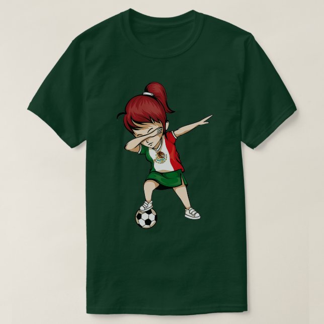 T-shirt Dabbing Soccer Girl Mexico Jersey - Football Mexic (Design devant)