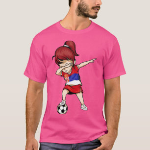 T-shirt Dabbing Soccer Girl Serbie Jersey - Football serbe