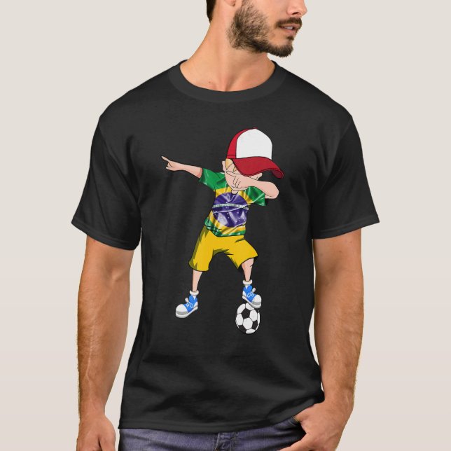 T-shirt Dabbing Soccer Pour Les Garçons Brésil Football Br (Devant)