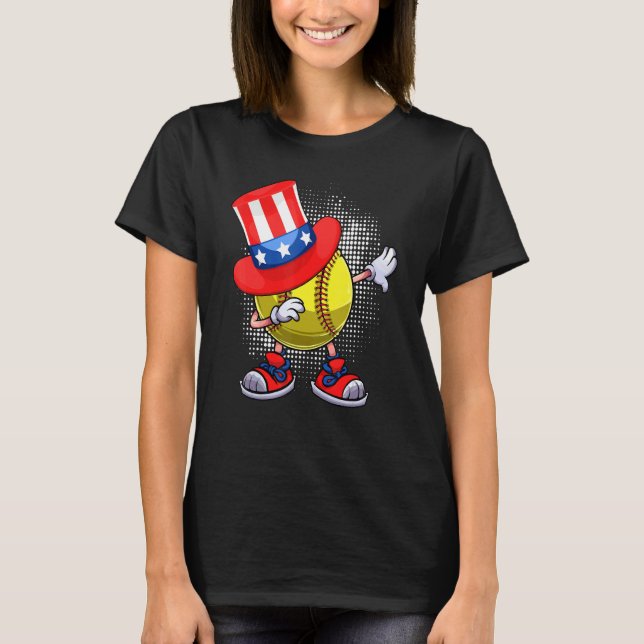 T-shirt Dabbing Softball Ball & Uncle Sam Casquette Améric (Devant)