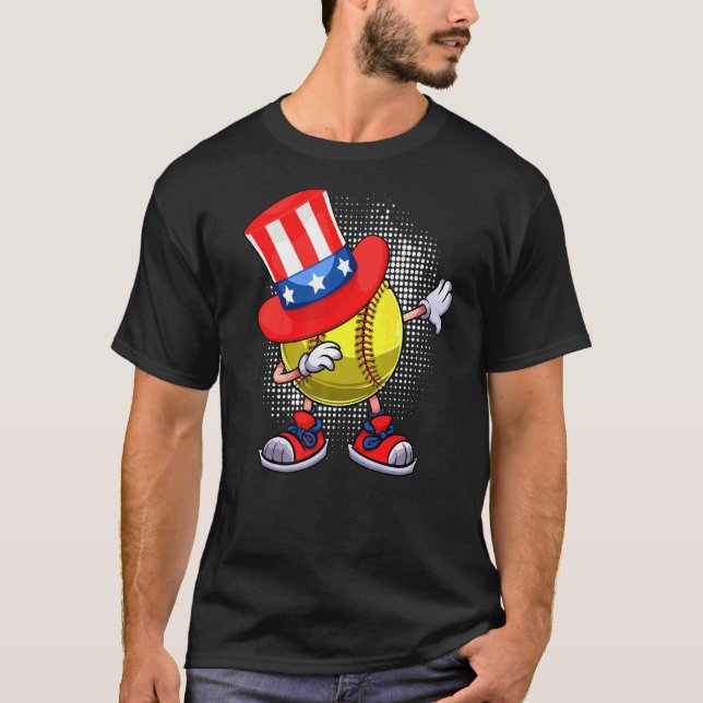 T-shirt Dabbing Softball Ball & Uncle Sam Casquette Améric (Devant)