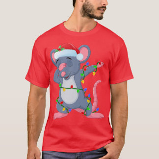 T-shirt Dabbing Souris Lumières Drôle Père Noël Souris Chr