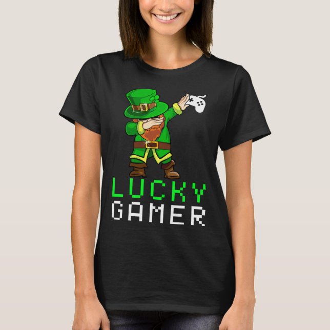 T-shirt Dabbing St Paddy's Day Video Gaming Leprechaun Gre (Devant)