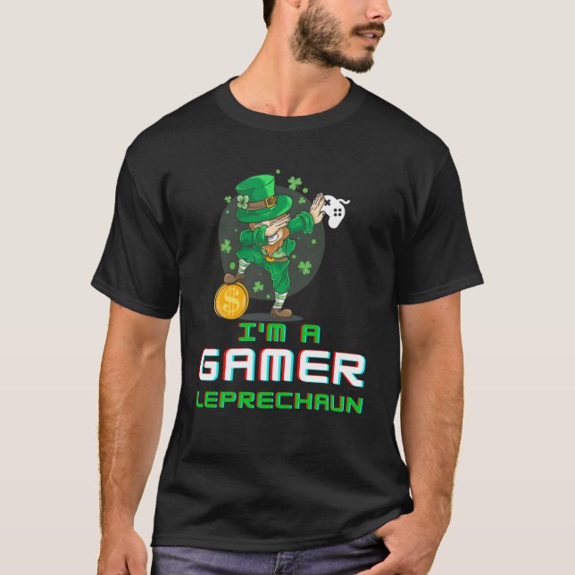 T-shirt Dabbing St Paddy's Day Video Gaming Leprechaun Gre (Devant)