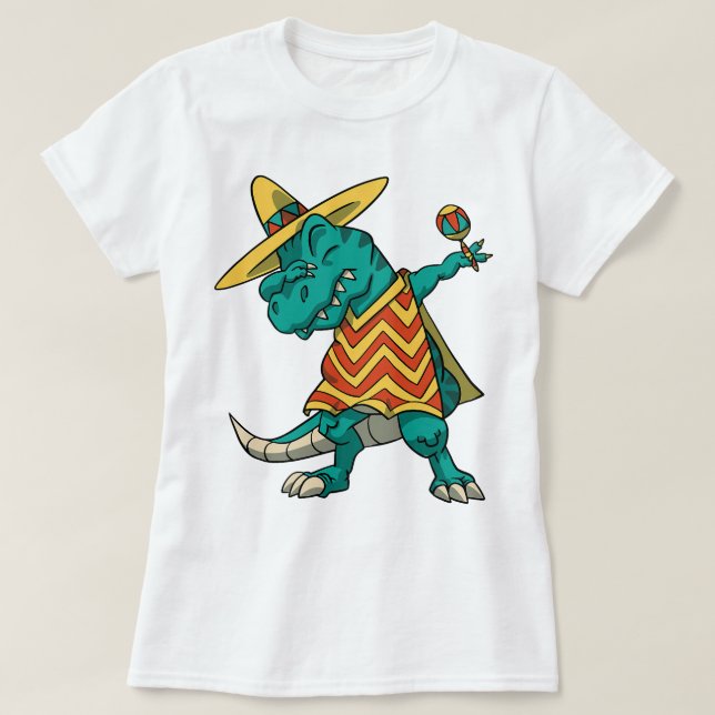 T-shirt Dabbing T-rex Dinosaur Cinco De Mayo Fiesta 2024 (Design devant)