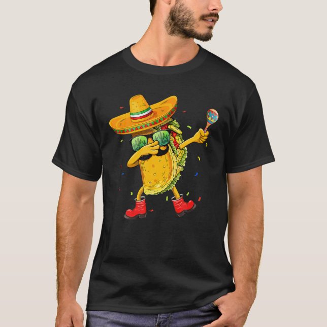 T-shirt Dabbing Taco Cinco De Mayo Enfants Garçons Nourrit (Devant)