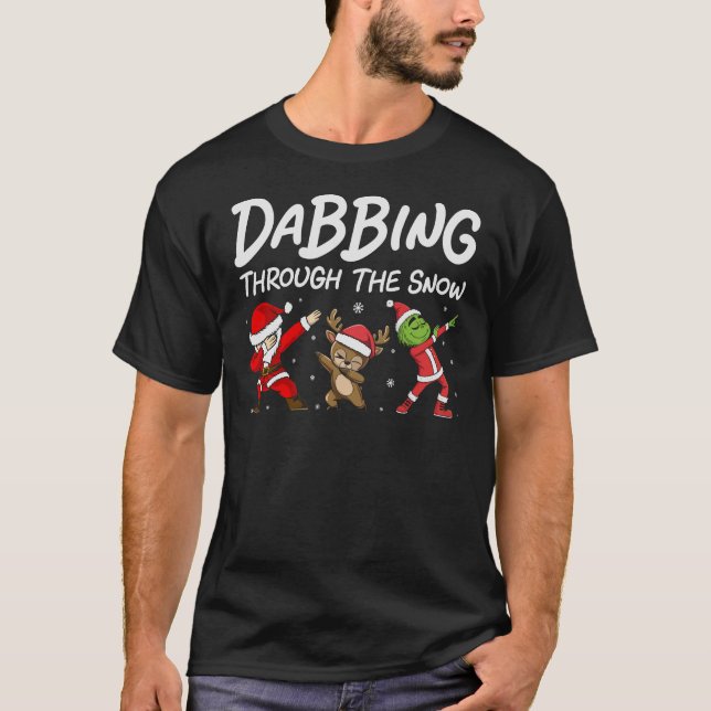 T-shirt Dabbing through the Snow - Drôle Noël Dab (Devant)