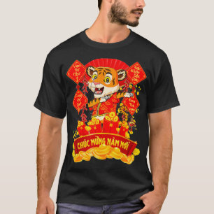 T-shirt Dabbing Tiger Vietnamese Tet 2022 Chuc Mung Nam Mo