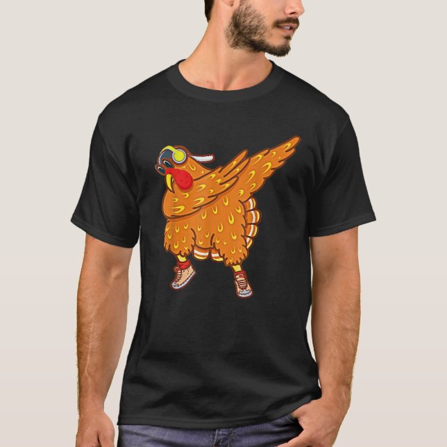 T-shirt Dabbing Turkey Thanksgiving Day Pilgrim Boys Girls (Devant)