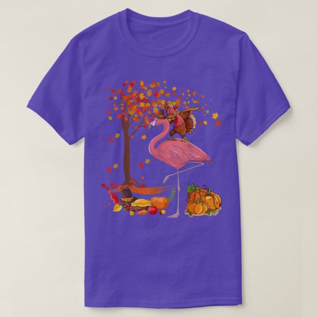 T-shirt Dabbing Turquie équitation Flamant rose Thanksgivi (Design devant)