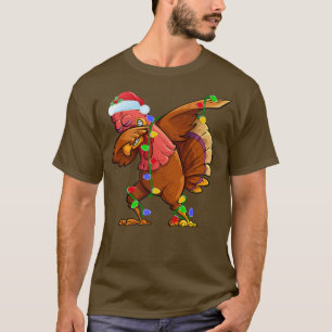 T-shirt Dabbing Turquie Oiseaux de Noël Lumières Drôle Pèr