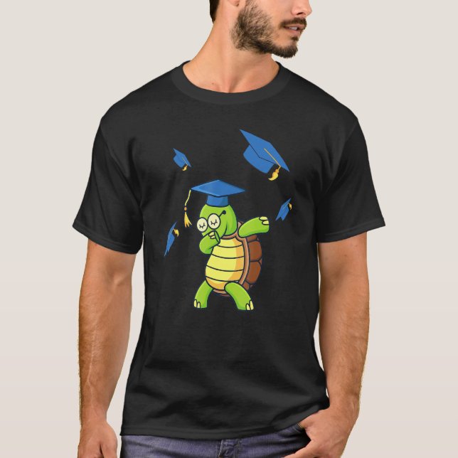 T-shirt Dabbing Turtle Graduation Student Graduated (Devant)