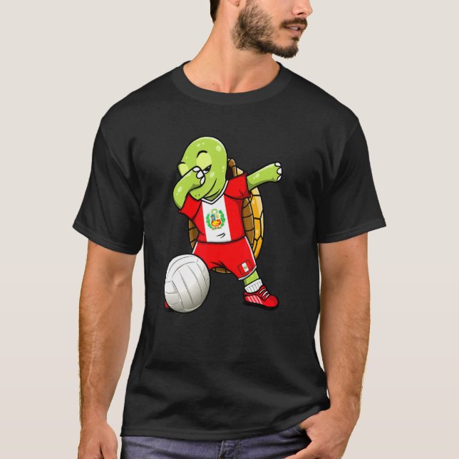 T-shirt Dabbing Turtle Pérou Volleyball fans Jersey Peruvi (Devant)