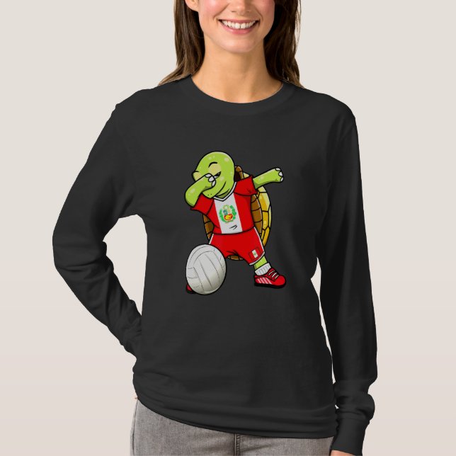 T-shirt Dabbing Turtle Pérou Volleyball fans Jersey Peruvi (Devant)