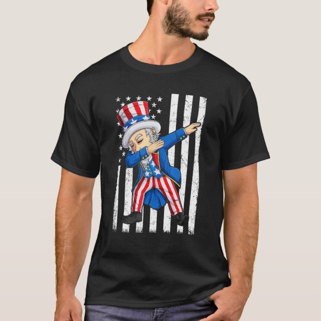 T-shirt Dabbing Uncle Sam  4th of July Men Kids Boys (Devant)
