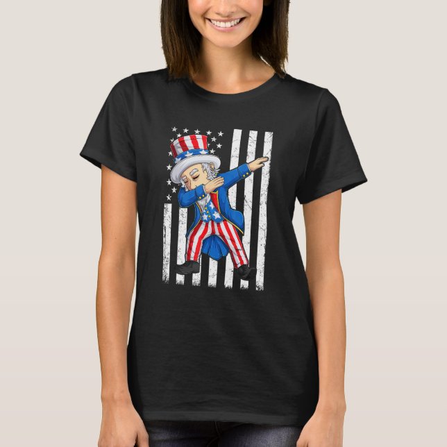 T-shirt Dabbing Uncle Sam  4th of July Men Kids Boys (Devant)