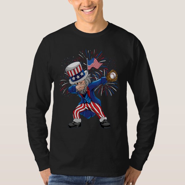 T-shirt Dabbing Uncle Sam Baseball Ball Indepedence Day Bo (Devant)