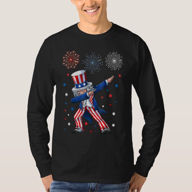 T-shirt Dabbing Uncle Sam Fireworks 4th Of July Kids Boys  (Devant)