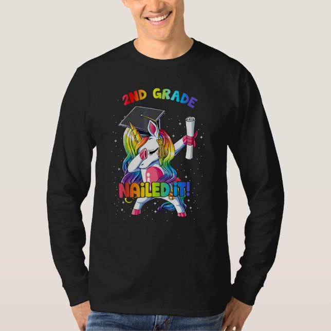 T-shirt Dabbing Unicorn 2e Grade Nail It Second Grade G (Devant)