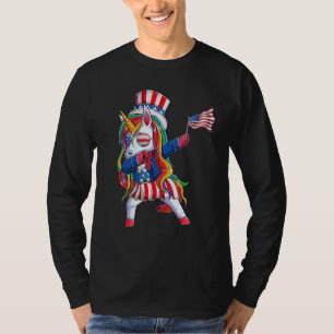 T-shirt Dabbing Unicorn 4 juillet Girls Enfants Ados Ameri