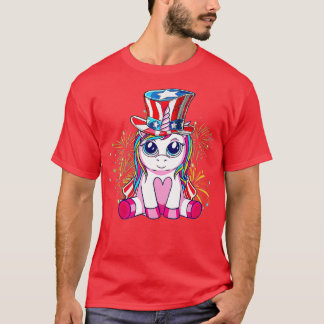 T-shirt Dabbing Unicorn 4 juillet Oncle Sam filles Amériqu