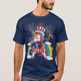 T-shirt Dabbing Unicorn 4th of July s Girls Kids Women Ame