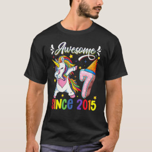 T-shirt Dabbing Unicorn 7e anniversaire Awesome 2015 7 Ann