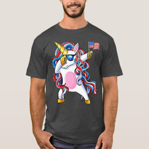 T-shirt Dabbing Unicorn Américain Dab Unicorn 4 juillet G