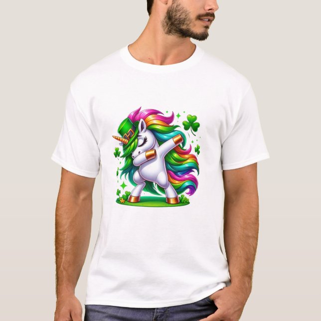 T-shirt Dabbing Unicorn Arc-en-ciel (Devant)