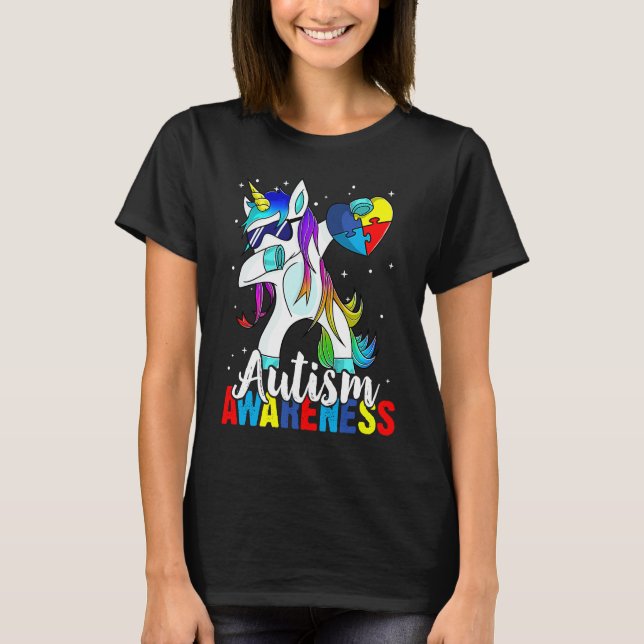 T-shirt Dabbing Unicorn Autism Awareness Kids Girls Boys B (Devant)