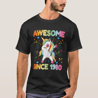 T-shirt Dabbing Unicorn Awesome Depuis 1980 - Dab 43E Birt