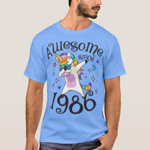 T-shirt Dabbing Unicorn Awesome depuis 1986 33ème anniver