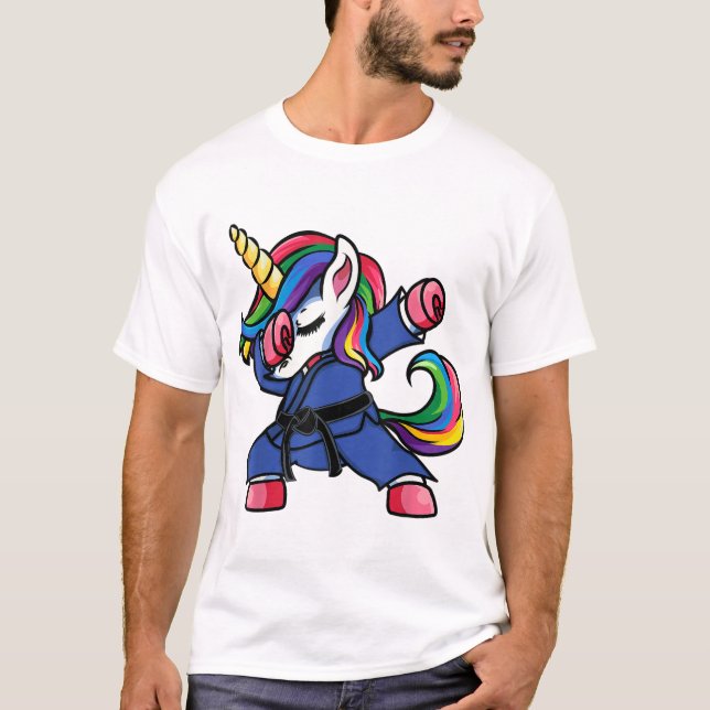 T-shirt Dabbing Unicorn Brésilien Jiu Jitsu Maman Tee BJJ  (Devant)