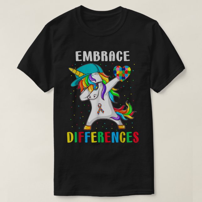 T-shirt Dabbing Unicorn Chemise Différences Embrace ADHD A (Design devant)