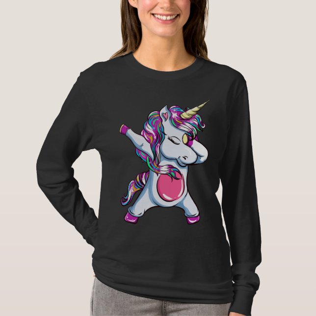 T-shirt Dabbing Unicorn Dab Dance Unicorn Kids Girls (Devant)