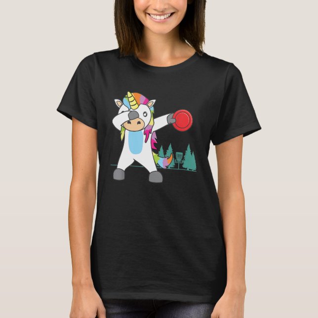 T-shirt Dabbing Unicorn Disque Golf Player Sports Lover T- (Devant)
