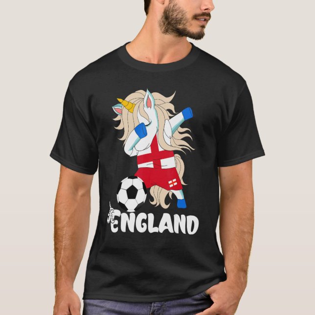 T-shirt Dabbing Unicorn England Soccer Français Footba (Devant)