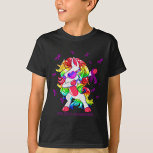 T-shirt Dabbing Unicorn Epilepsie Sensibilisation Ribbon C