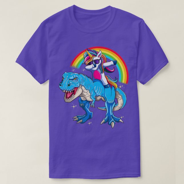 T-shirt Dabbing Unicorn équitation T rex Dinosaur garçons  (Design devant)
