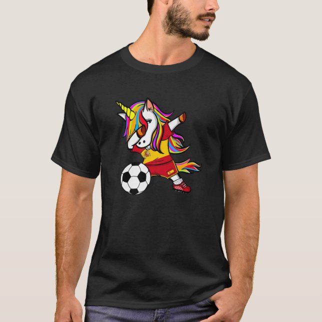 T-shirt Dabbing Unicorn Espagne Fans de football Jersey Es (Devant)