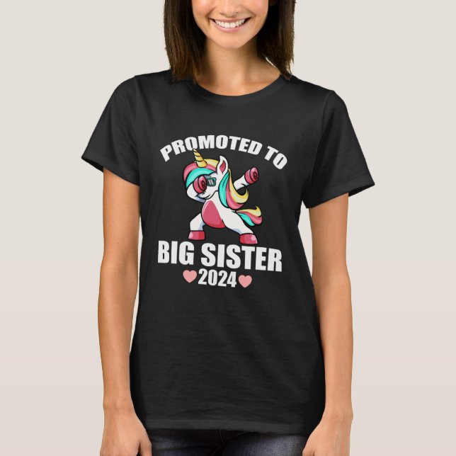 T-shirt Dabbing Unicorn  For Girls Promoted To Big Sister  (Devant)