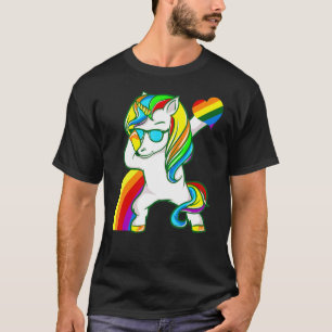 T-shirt Dabbing Unicorn Gay pride Lgbt Lesbian Rainbow Fla