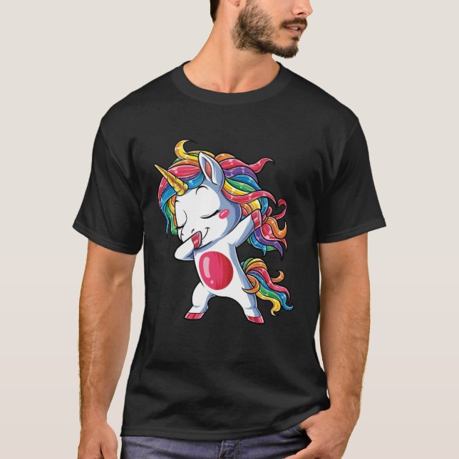 T-shirt Dabbing Unicorn Girls Kids Rainbow Dab Dance Squad (Devant)