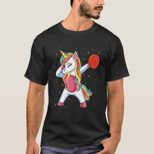 T-shirt Dabbing Unicorn Golfer Flying Disk Golf Lecteur Gi