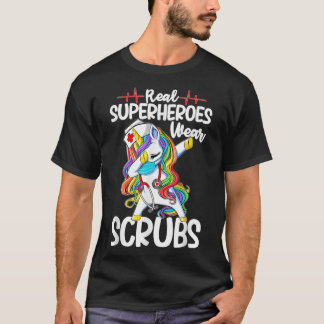 T-shirt Dabbing Unicorn Infirmière Les vrais Superhéros po