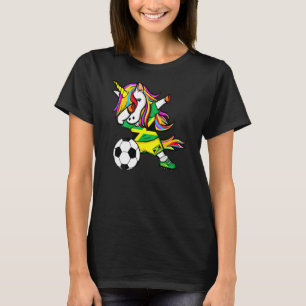 T-shirt Dabbing Unicorn Jamaïque Football Jamaïcain Drapea